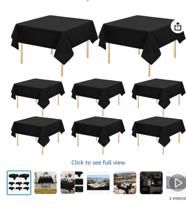 fani 8 Pack Square Tablecloth 52 x 52 Inch, Black Tablecloth for Square Table, Stain and Wrinkle Resistant Washable Polyester Table Cloth, Decorative Fabric Table Cover for Wedding Buffet Parties