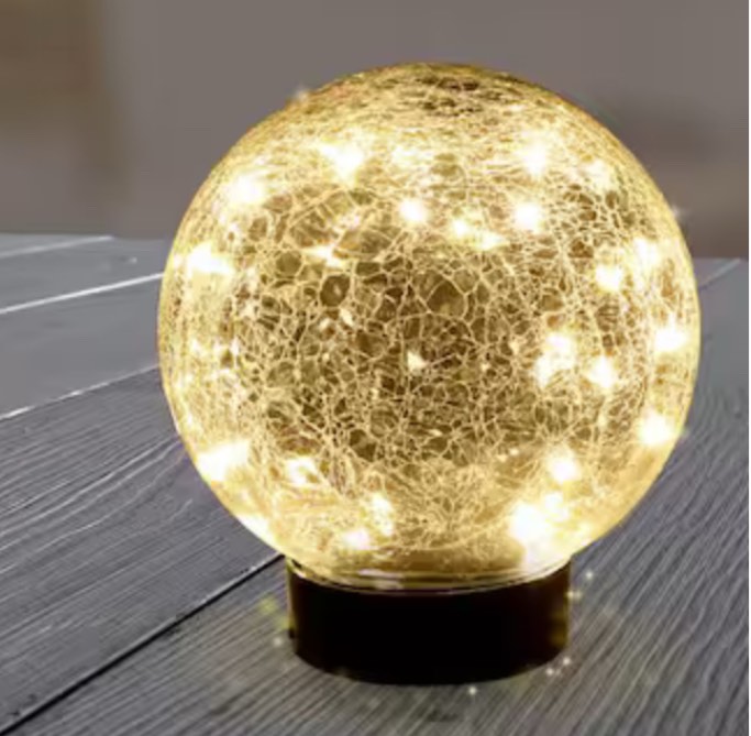 outdoor crackle glass globe with fairy lights 