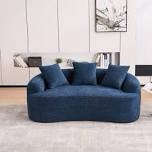 Textured Chenille Fabric Curved 2-seater Sofa With Compressed Foam And Spring Pocket Structure Upholstery Color: Blue