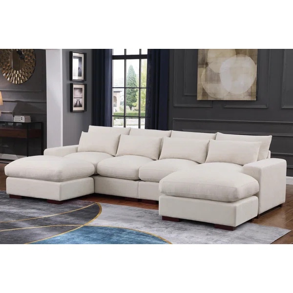incomplete Loret Modular Sectional 3 Seater Linen Sofa with Storage For Living Room