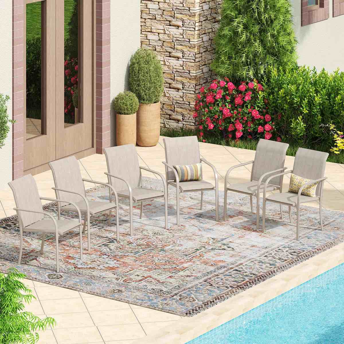 incomplete Outdoor Stackable Dining Armchair Color: Sandshell