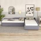 (INCOMPLETE)Marilee Upholstered Double Twin Size Daybed With Trundle And Drawer Color: Grey