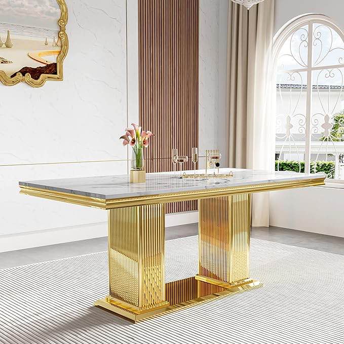(incomplete box 1 of 2) marble rectangular dining table 