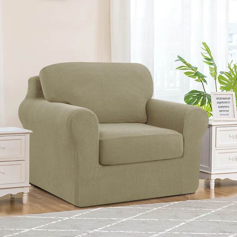 Pizarro Soft Stretch Separate Box Cushion Armchair Slipcover Fabric Type: Sand