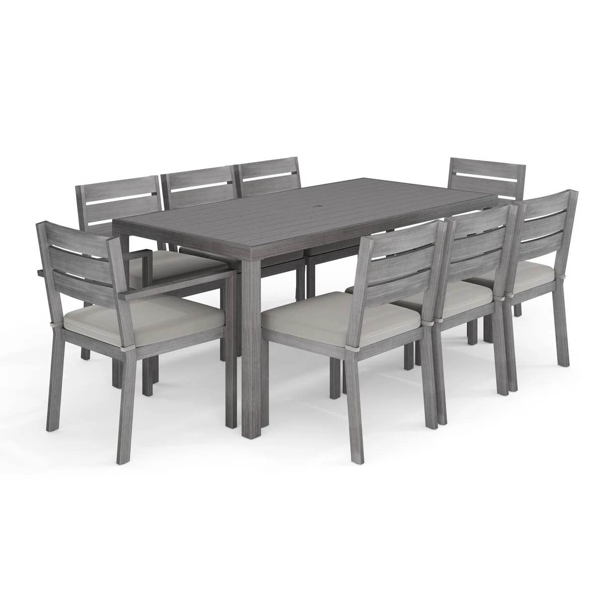 (incomplete) Martha Stewart Bedford All-Weather Patio Set With 70" Table And 8 Stackable Dining Chairs