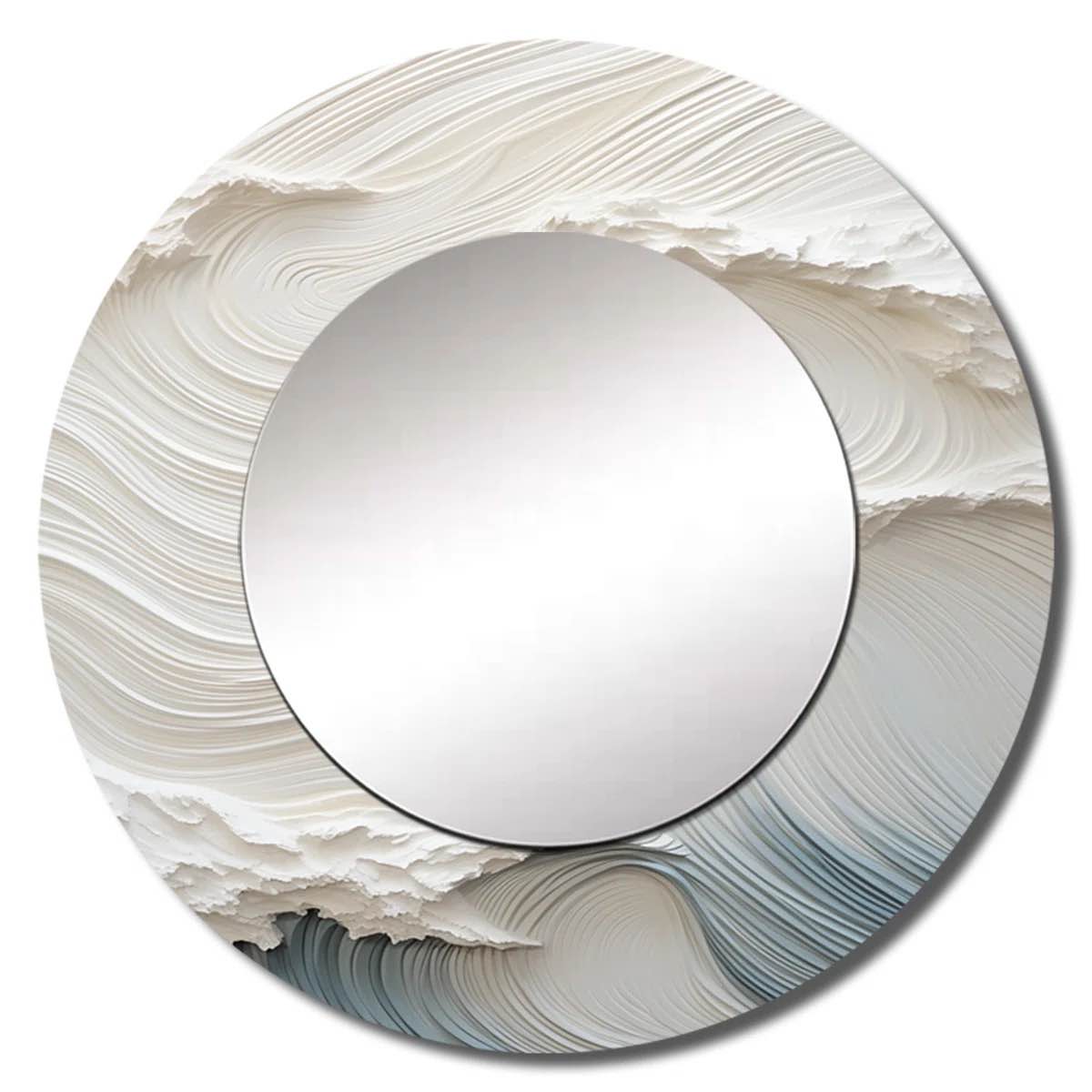 white coastal wave style 1 round coastal mirror 