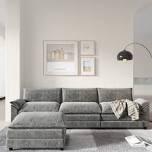 (incomplete) Chenille Upholstered Sectional Sofa Fabric: Gray Chenille