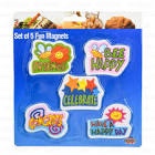 set of 5 fun magnets 