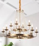 Immer 12-Light 2 Tiers Candle Style Classic Empire Wagon Wheel Chandelier with Clear Crystal Accents