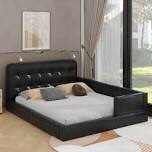 Queen Size Upholstered Platform Bed With 2 Reading Lights(Incomplete)