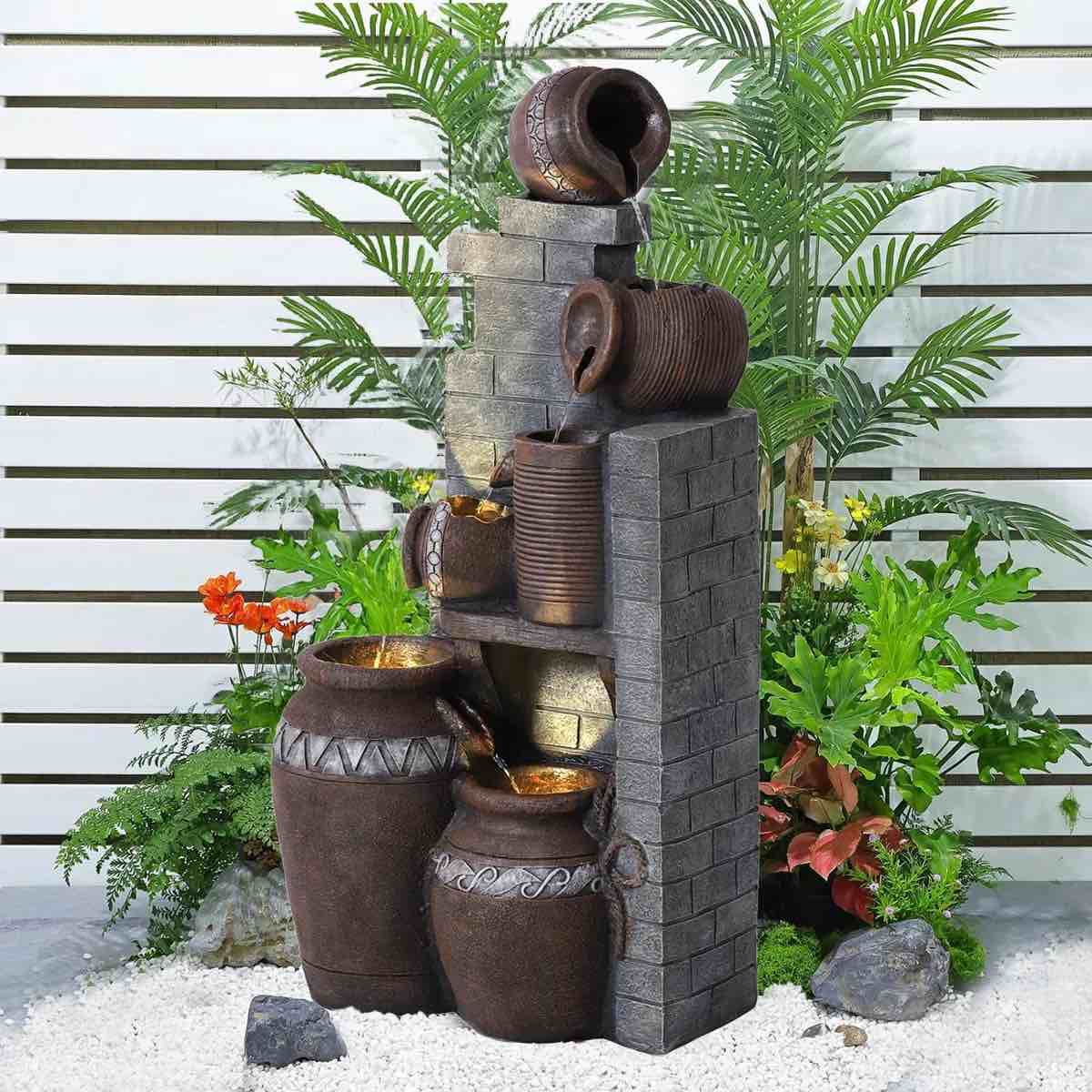 Dacee Outdoor Weather Resistant Fountain with Light(Incomplete) 