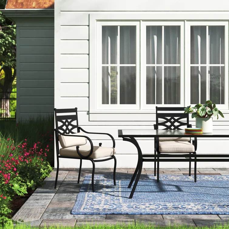 Aletse Patio Dining Armchair with Thick Seat Cushions & Lumbar Support Pillows( incomplete)