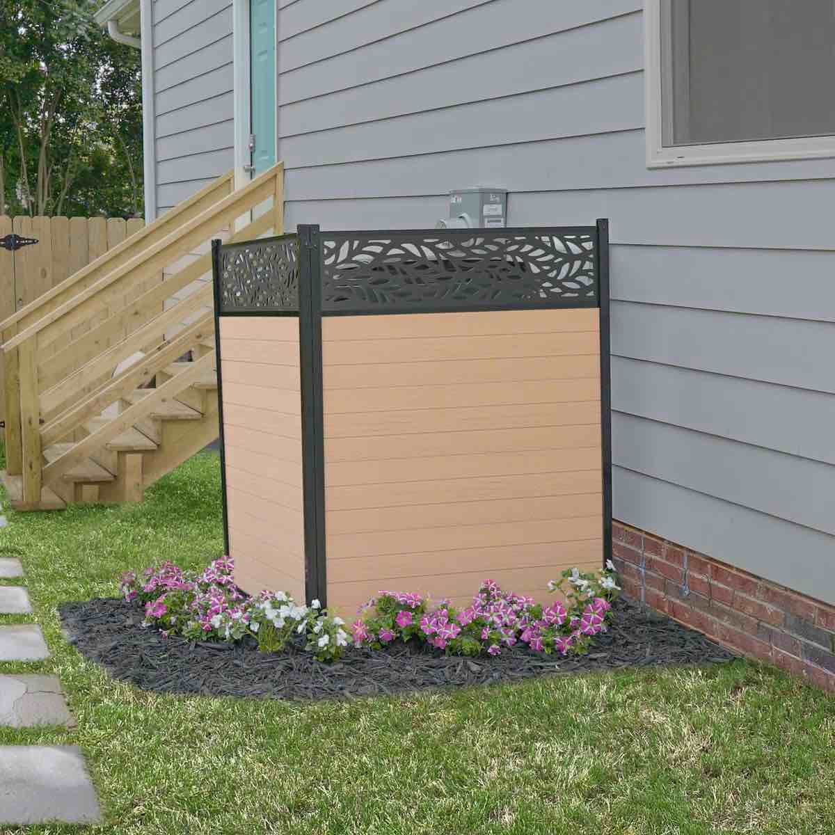 4ft H x 3ft W (2 Panels) No Dig Lasercut Enclo Nappa Privacy Screen, Outdoor Vinyl Privacy Fence Panel, Privacy Wall for Pool Equipment & Trash Cans, Air Conditioner Fence, EC18021
