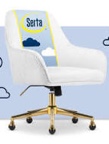 Serta Scarlett Mid-Back Desk Chair, Pleated Velvet Fabric, Pocket Coil Cushion, Swivel Metal Base