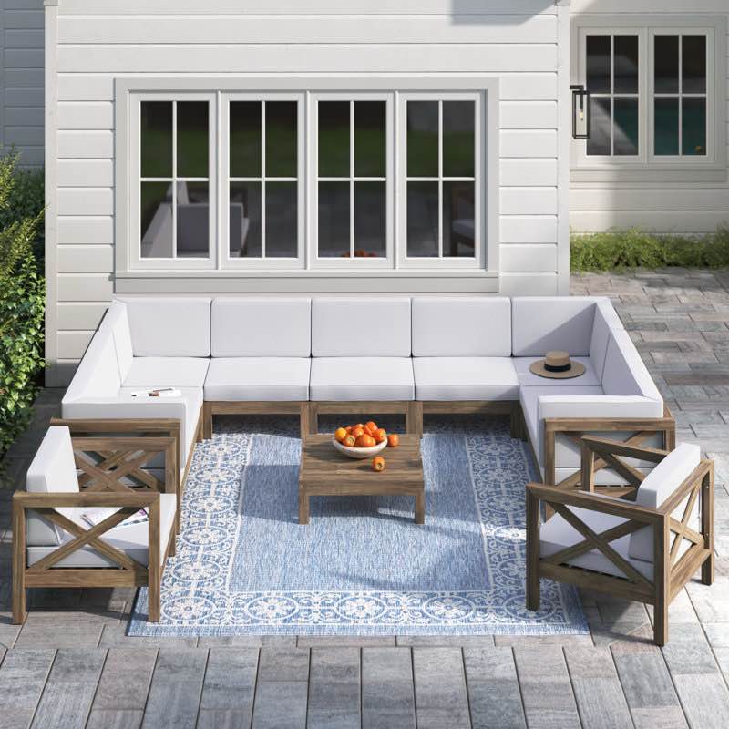 incomplete Brungardt 10 Piece Sectional Seating Group with Cushions Frame Color / Cushion Color: Gray Frame / White Cushion