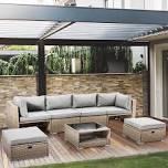 incomplete Kylian 6 Piece Rattan Sectional Seating Group With Cushion