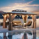 incomplete Metal Patio Gazebo Size: 10' × 14'