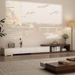 Extendable Tv Stand, Wood Reversible Entertainment Center With 3 Large Drawers Color: White