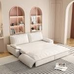 (incomplete) " queen pull out sofa bed | 3-in-1 convertible sleeper | 2 soft pillows | beige velvet | multi-functional design