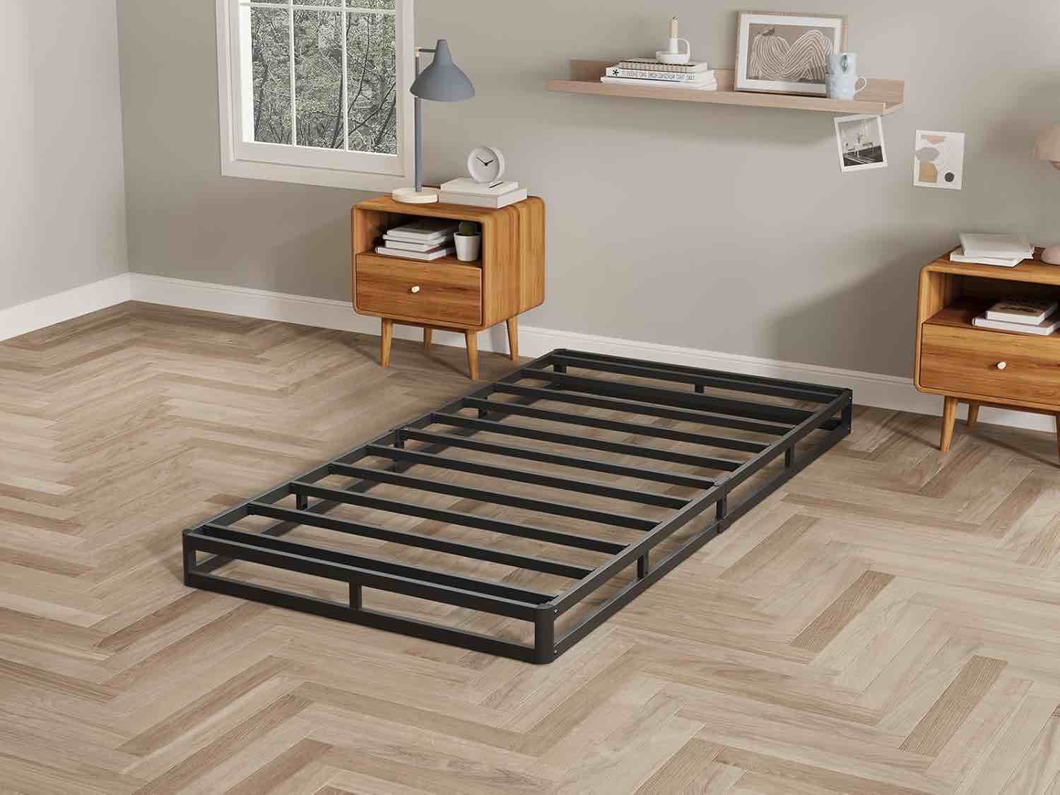 Twin Box Spring 5 Inch Low Profile Black Heavy Duty Metal Mattress Foundation/Easy Assembly/Non-Slip/No Noise/Easy Clean Fabric Cover