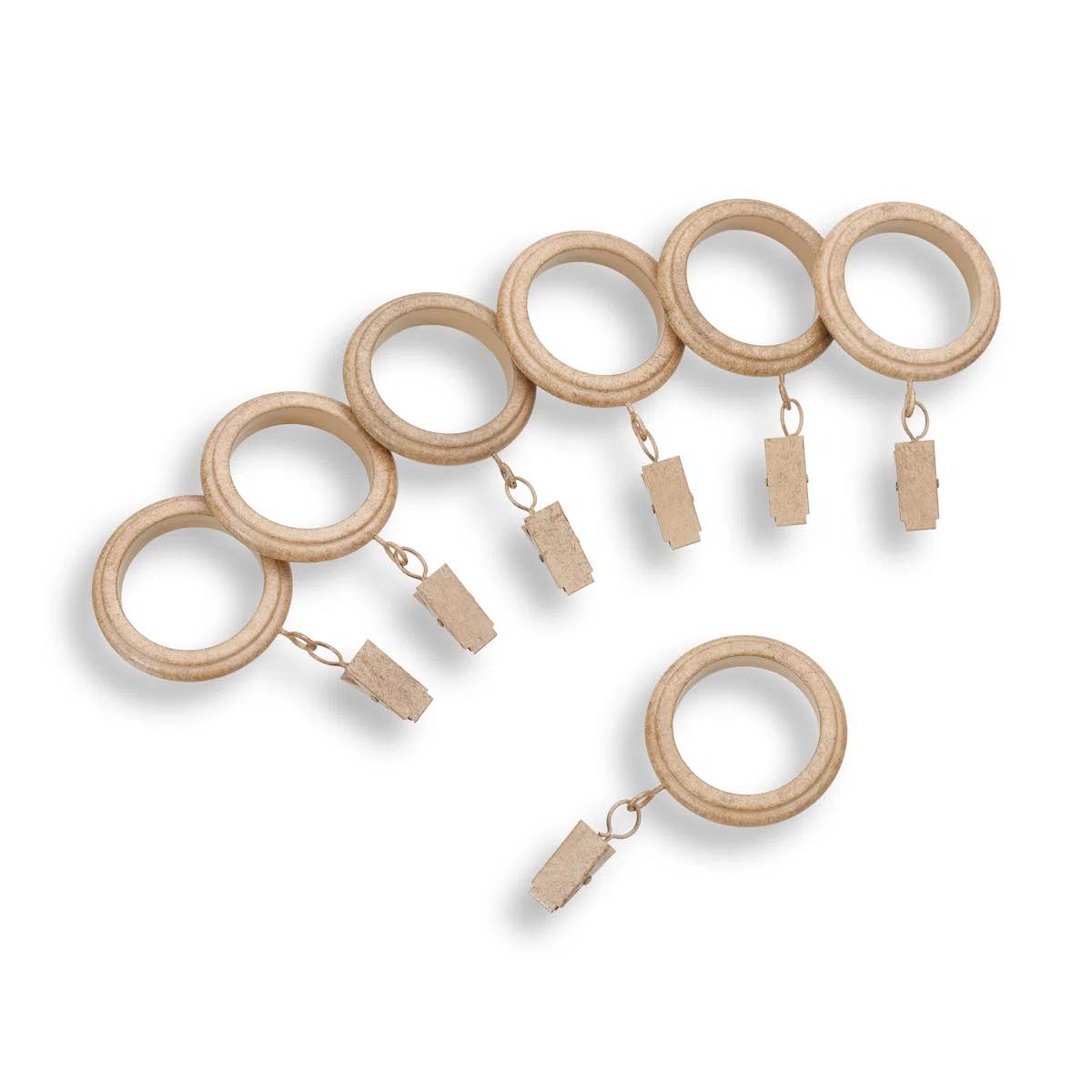Leodore Farmhouse Collection Beveled Curtain Clip Rings, Fits Mode Farmhouse Curtain Rod Sets