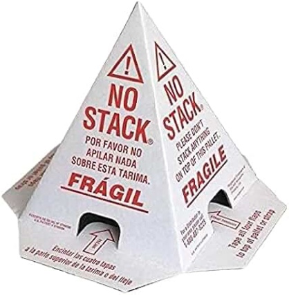 60 Pcs Do Not Stack Cones 8 x 8 x 10" Do Not Stack Pallet Cones Corrugated Cardboard Safe Shipping and Handling Alerts for Repository Loading Docks (Red White)
