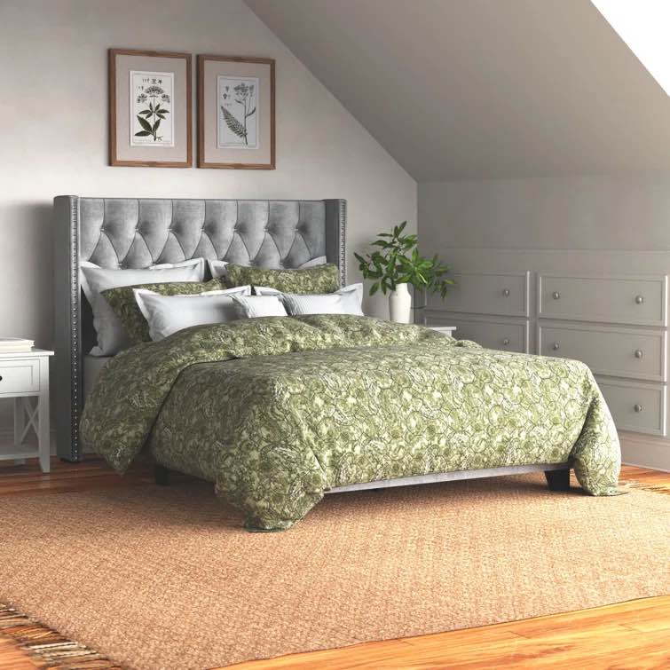 incomplete sanders tufted platform bed grey king