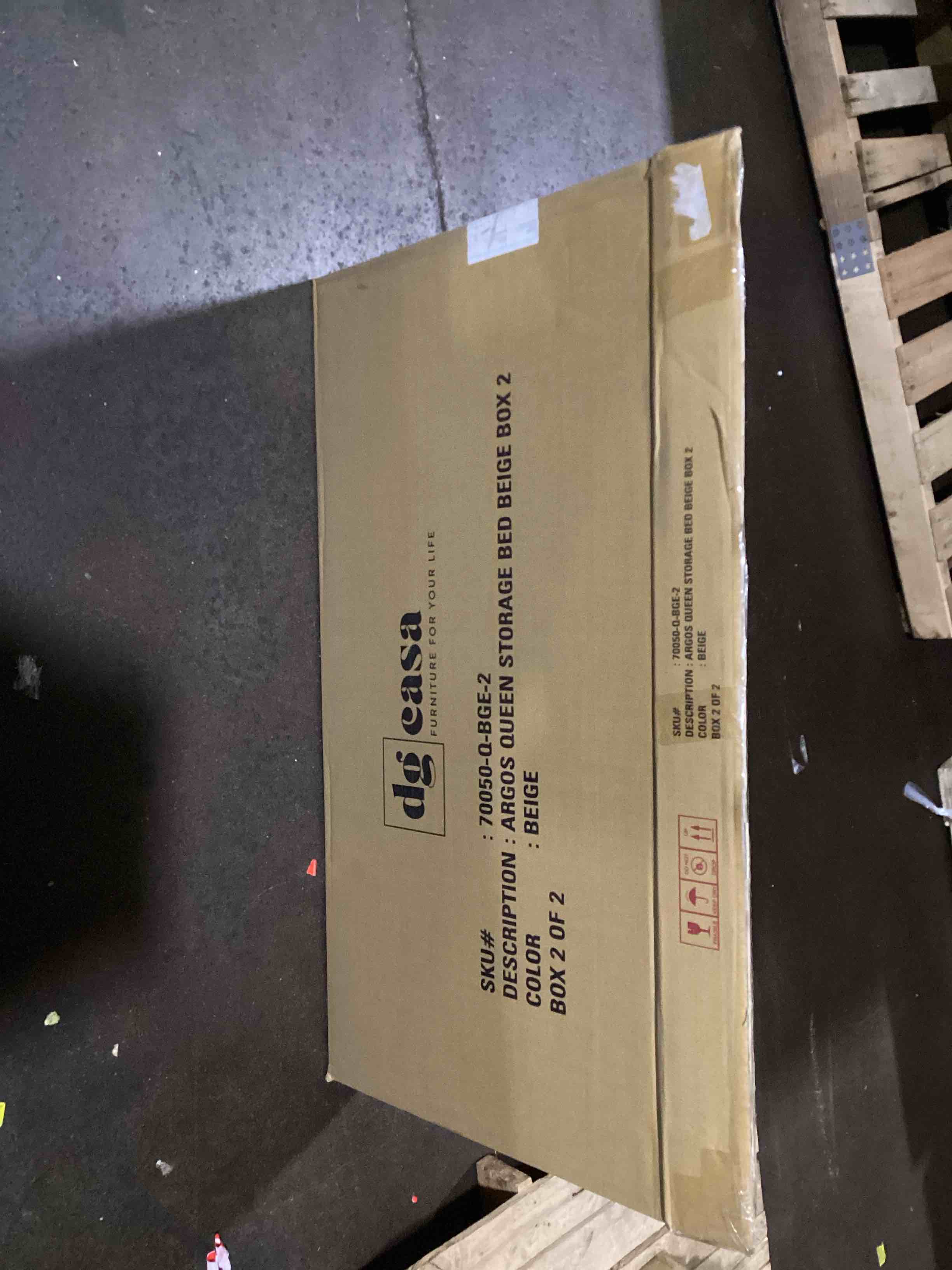 incomplete box 2 of 1argos queen storage bed biege