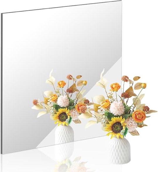 darenyi 18x18 in acrylic mirror sheet for wall, 2.5mm thick unbreakable non glass body mirror tile s