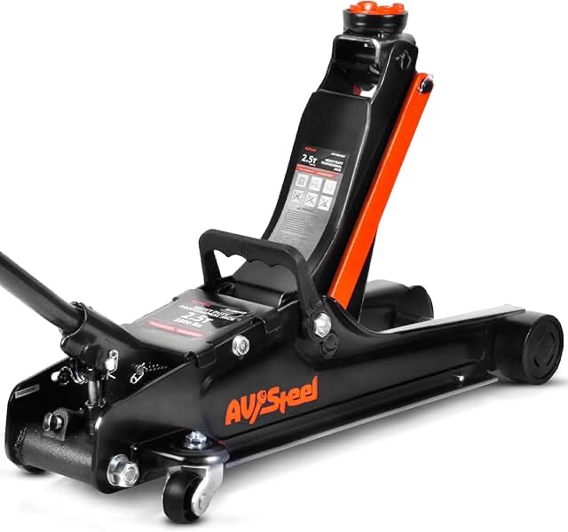 av steel floor jack 2.5 ton (5500 lbs), low profile floor jack with single piston pump, heavy duty s