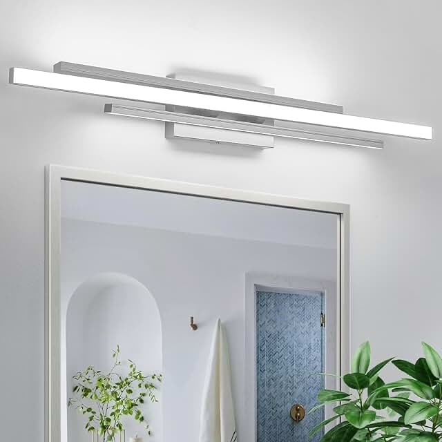 35 Inches Nickel LED Modern Bathroom Vanity Light Fixtures 25W Dimmable 5CCT Vanity Light Bar Over M