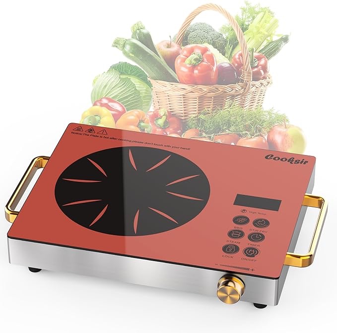 cooksir single burner electric cooktop - 110v 1800w portable one burner hot plate, countertop electr
