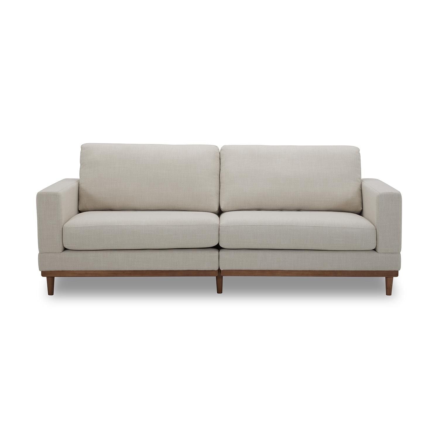 better homes & gardens springwood wood frame 83.46" sofa, light honey