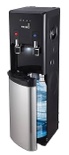 primo bottom-loading water dispenser - 2 temp (hot-cold) water cooler water dispenser for 5 gallon bottle w/child-resistant safety feature, black and stainless steel