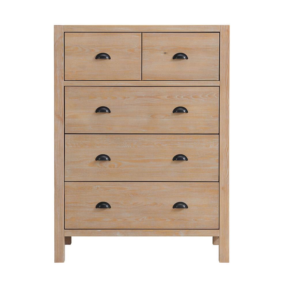 Alaterre Furniture Arden 5-Drawer Wood Chest Dressers for Adult, Solid Acacia Hardwood Storage Unit with Full-Extension Metal Glides