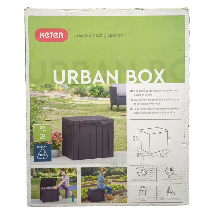 Keter Urban 30Gal UV-Protected Resin Outdoor Deck Box/Storage Table, Graphite