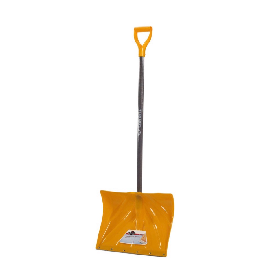 Snow Shovel, 18" Poly Scoop, Steel Wear Strip, D Grip - Yellow