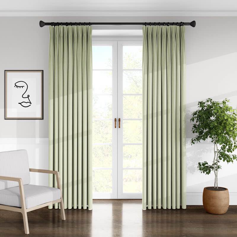 Ticking Stripe 100% Cotton Striped Room Darkening Pinch Pleat Single Curtain Panel. Size unknown