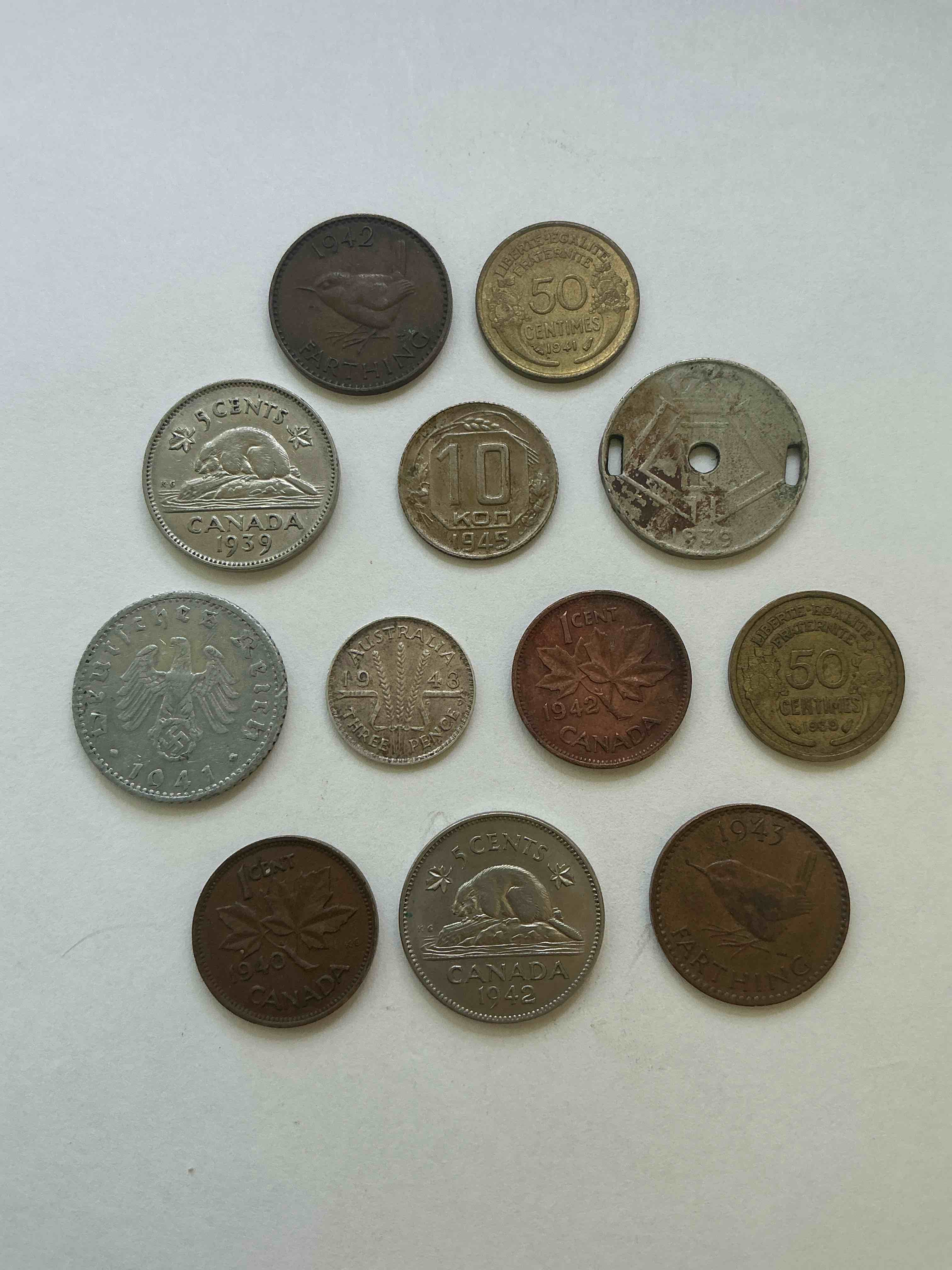 World War Two Buffs Rejoice! Up For Auction Is An Awesome Collection Of World War II Era Coins (1939-1945) From Around The World! Really Hard To Collect & Find In One Place! Really Cool Pieces Of History!