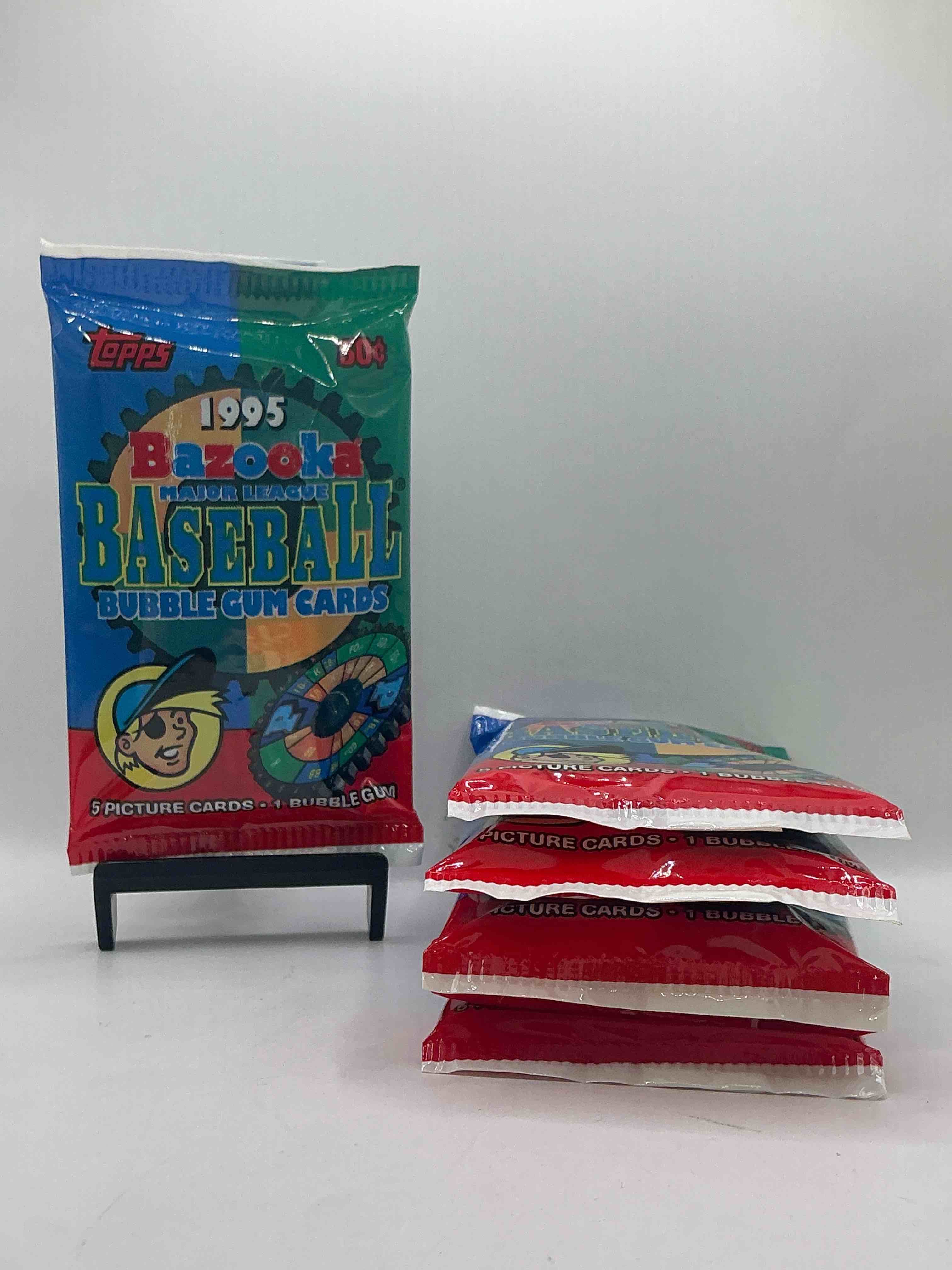 1995 Bazooka Baseball Bubblegum Cards! 1995 Topps Baseball Treasure! These Packs Have 5 Cards & Gum Inside! Cool Piece Of Baseball Memorabilia!