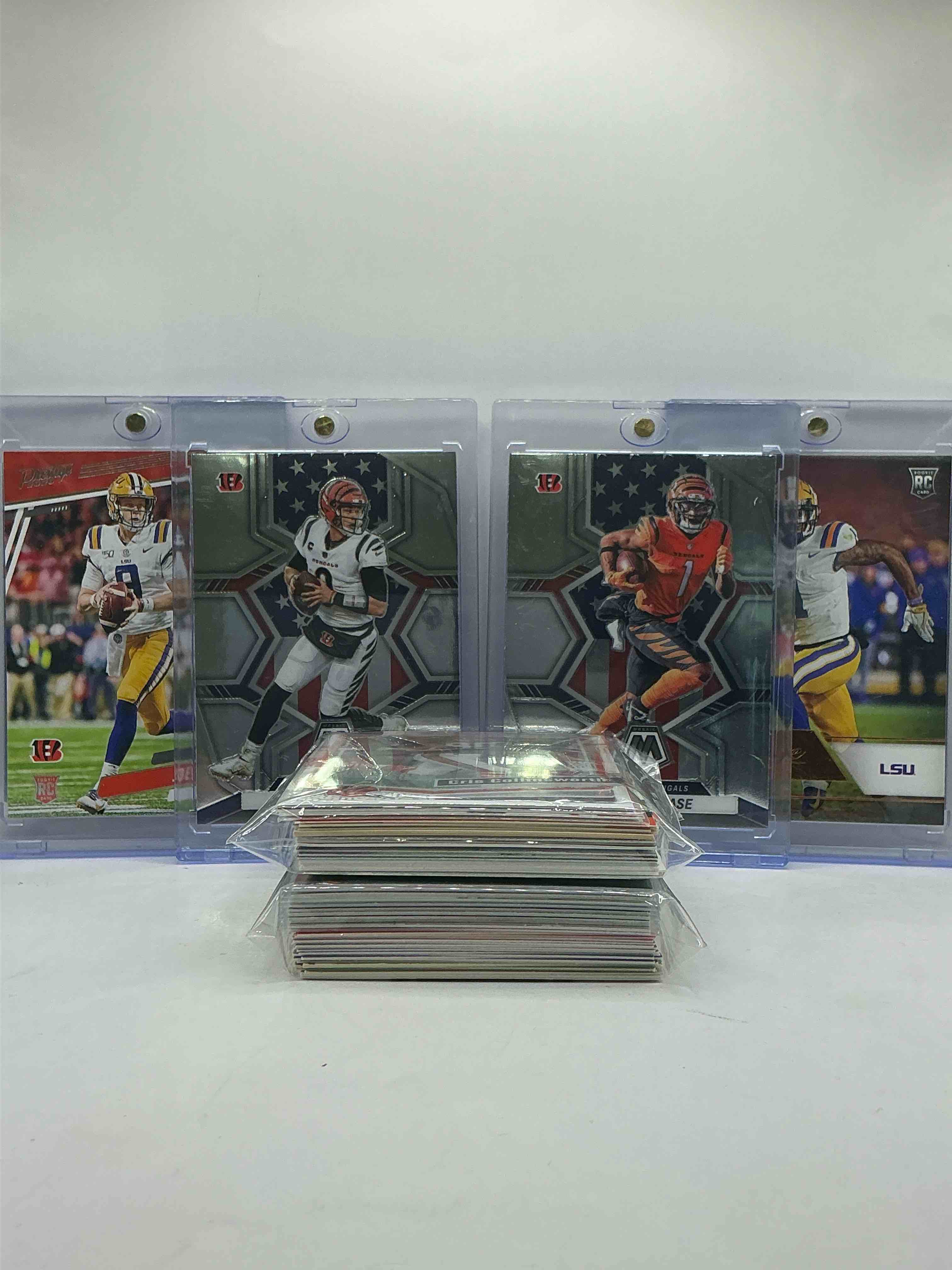 Joe Burrow & Ja’marr Chase Mosaic USA Match & Prestige Rookies! Insane 50 Card Bengals Lot… Filled With Commons, Legends, Rookies & More! Cris Collinsworth, Chad Johnson, Sam Hubbard & More!
