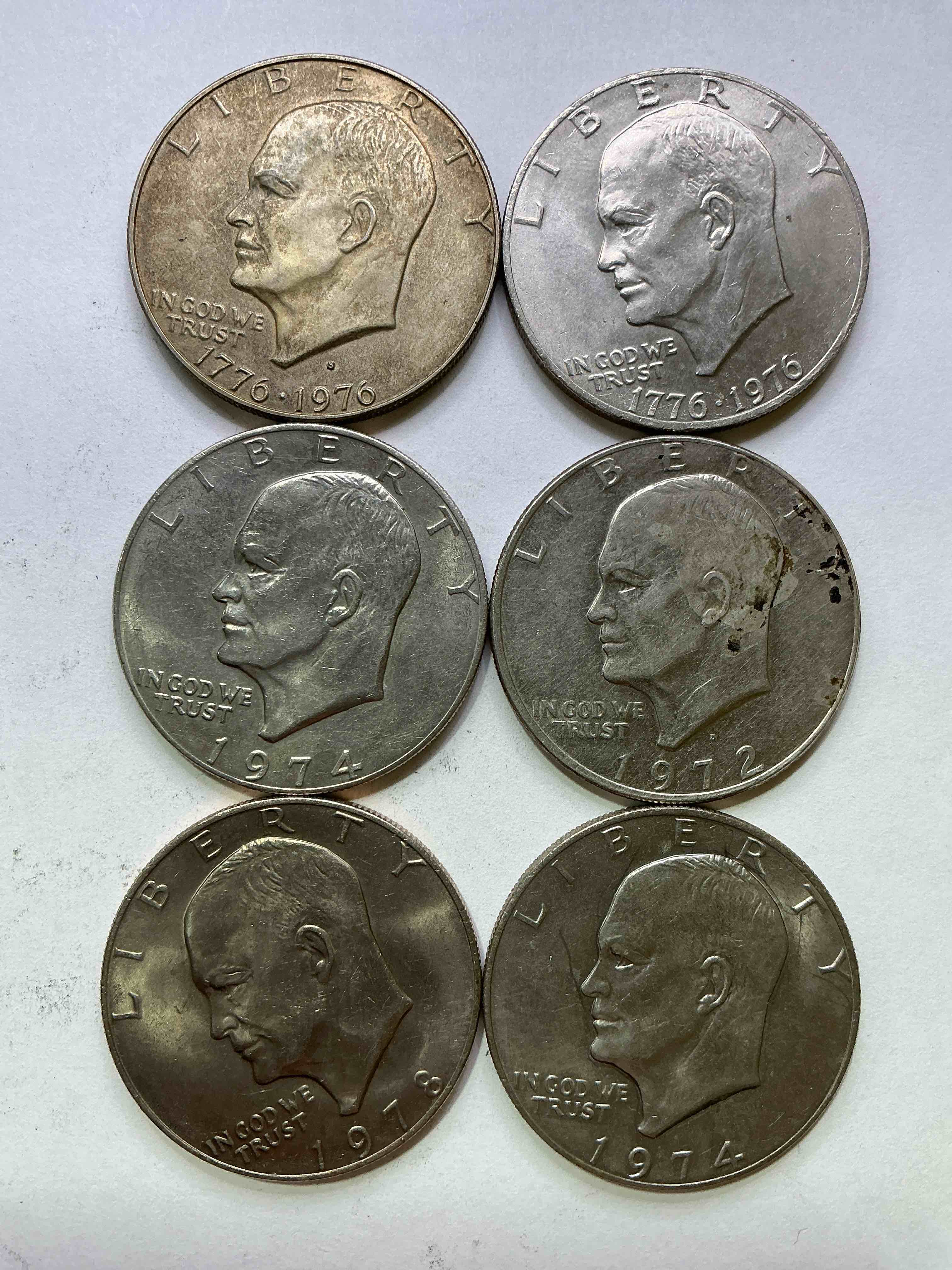 Gorgeous Eisenhower Dollar Coins! These Striking, Large U.S. Coins Were Minted From 1971-1978. Here Are Gorgeous Examples Of “Ike" Dollars From 1976 & More! These Coins Have Become Immensely Popular With Collectors & Some Have Great Toning!