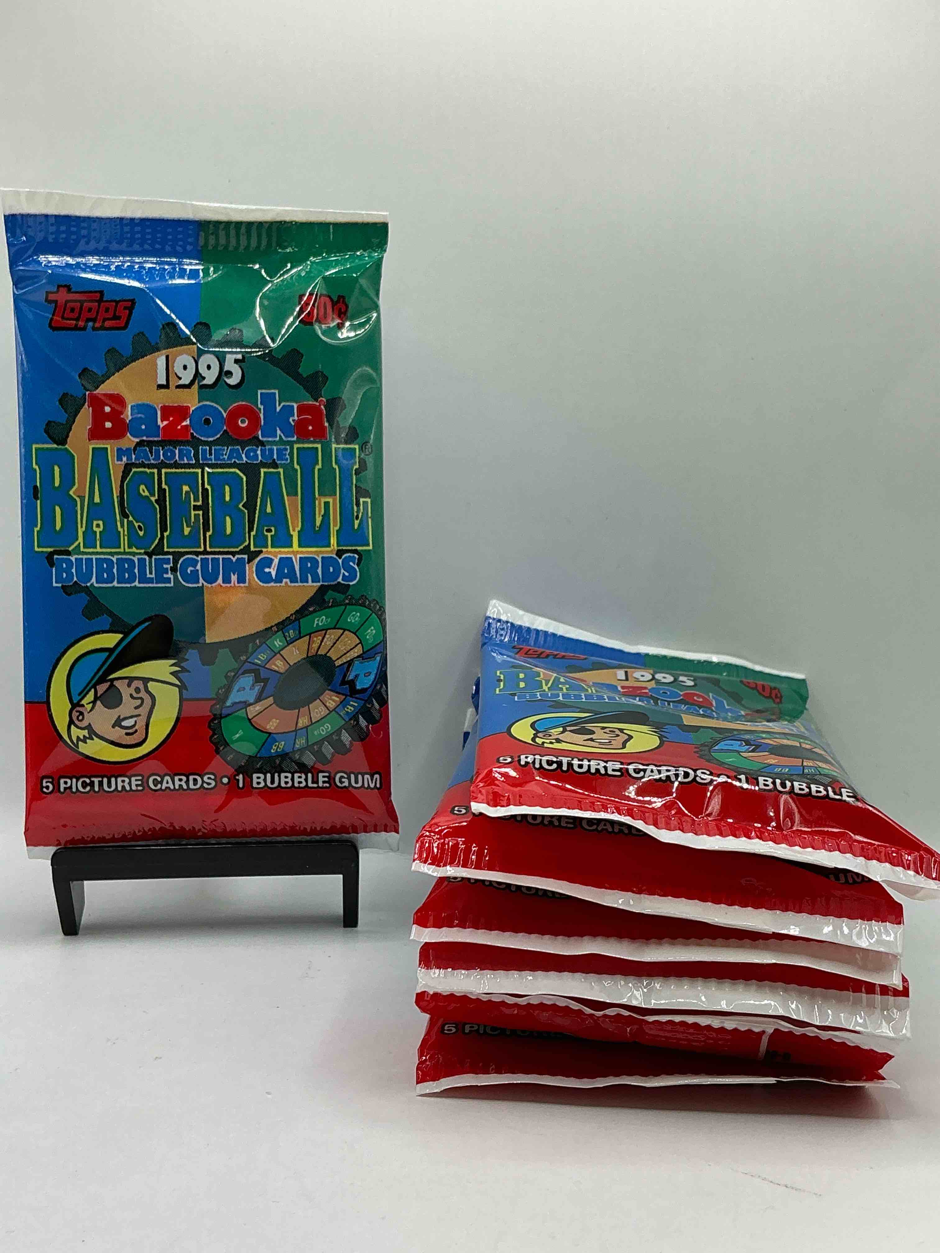 1995 Bazooka Baseball Bubblegum Cards! 1995 Topps Baseball Treasure! These Packs Have 5 Cards & Gum Inside! Cool Piece Of Baseball Memorabilia!