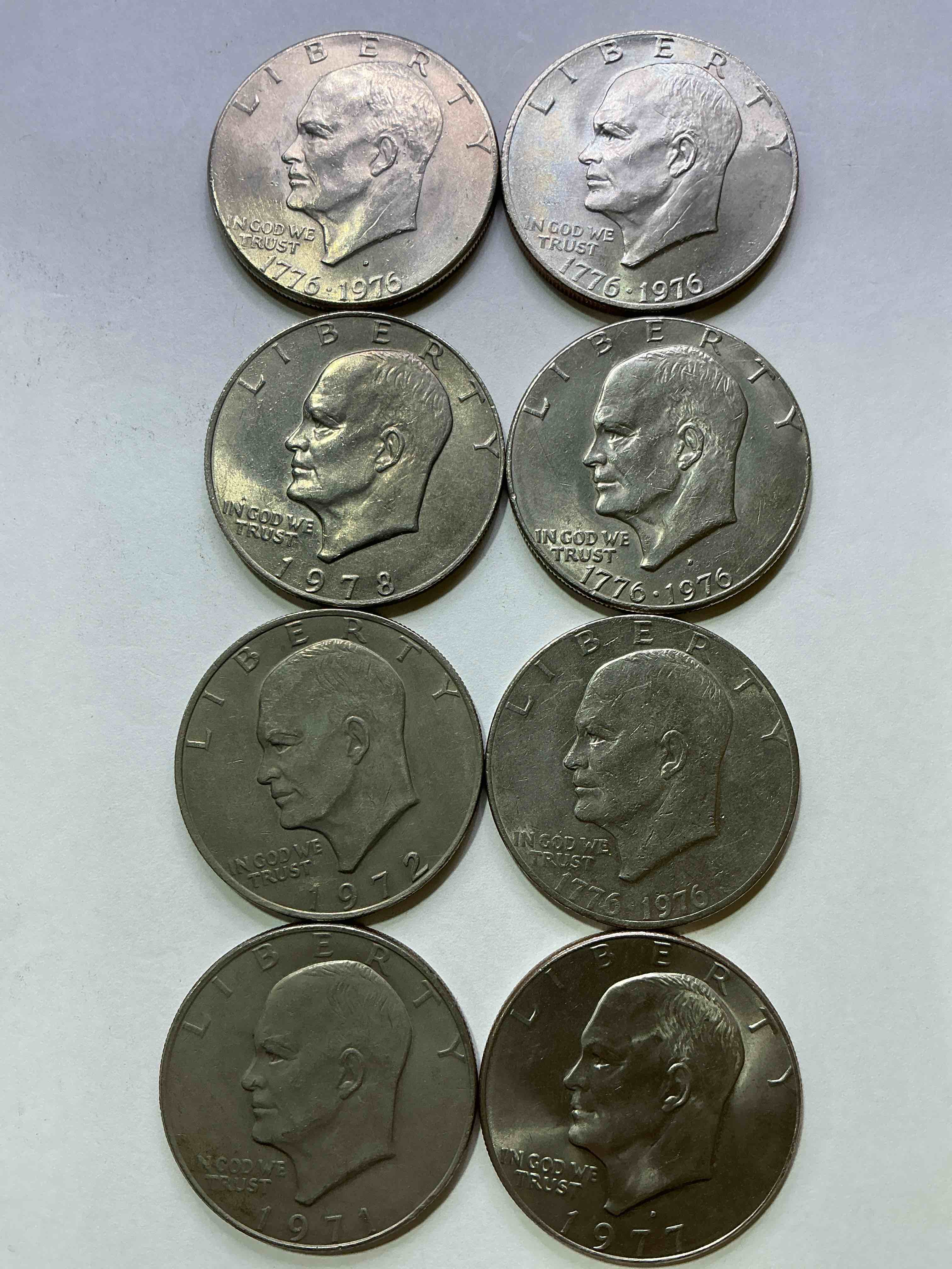 Gorgeous Eisenhower Dollar Coins! These Striking, Large U.S. Coins Were Minted From 1971-1978. Here Are Gorgeous Examples Of “Ike" Dollars From 1976 & More! These Coins Have Become Immensely Popular With Collectors & Some Have Great Toning!