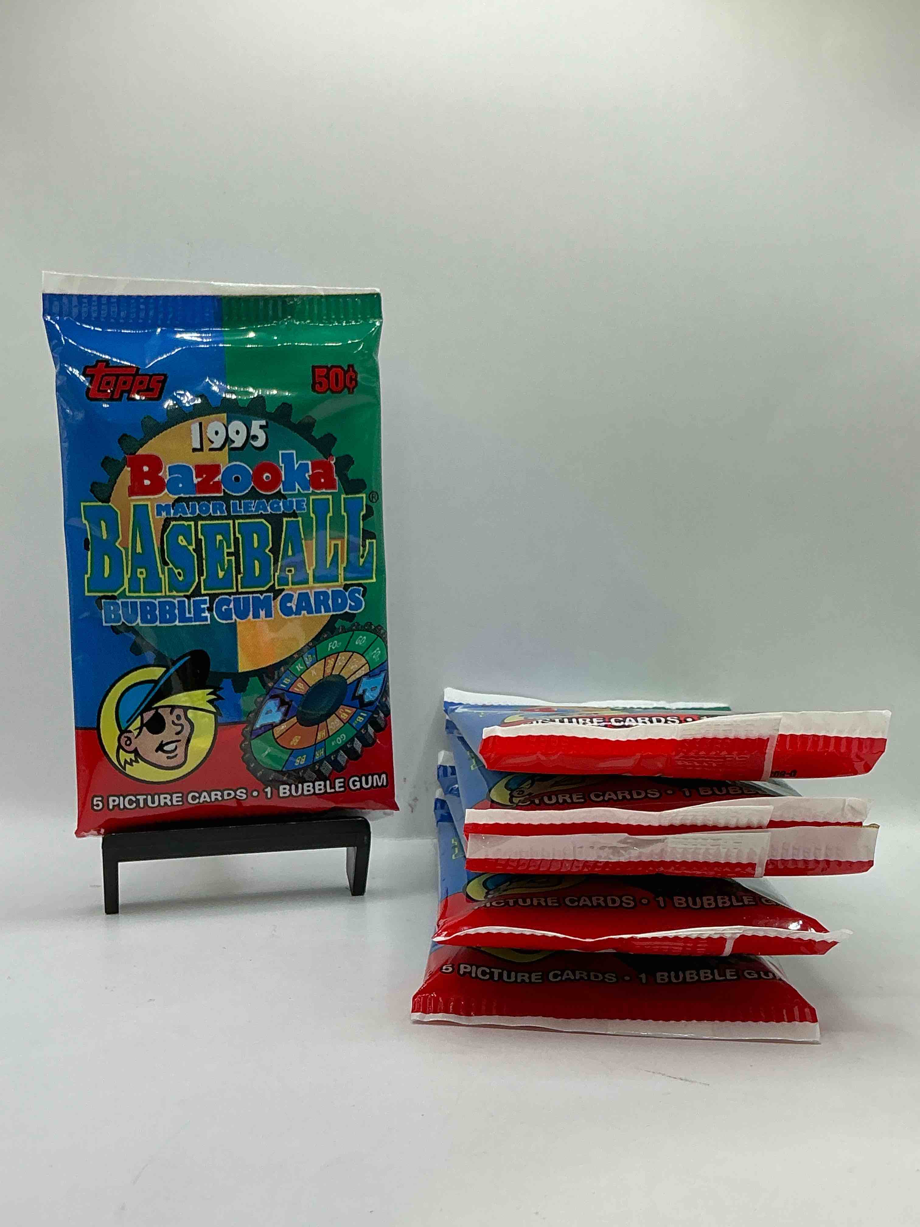 1995 Bazooka Baseball Bubblegum Cards! 1995 Topps Baseball Treasure! These Packs Have 5 Cards & Gum Inside! Cool Piece Of Baseball Memorabilia!