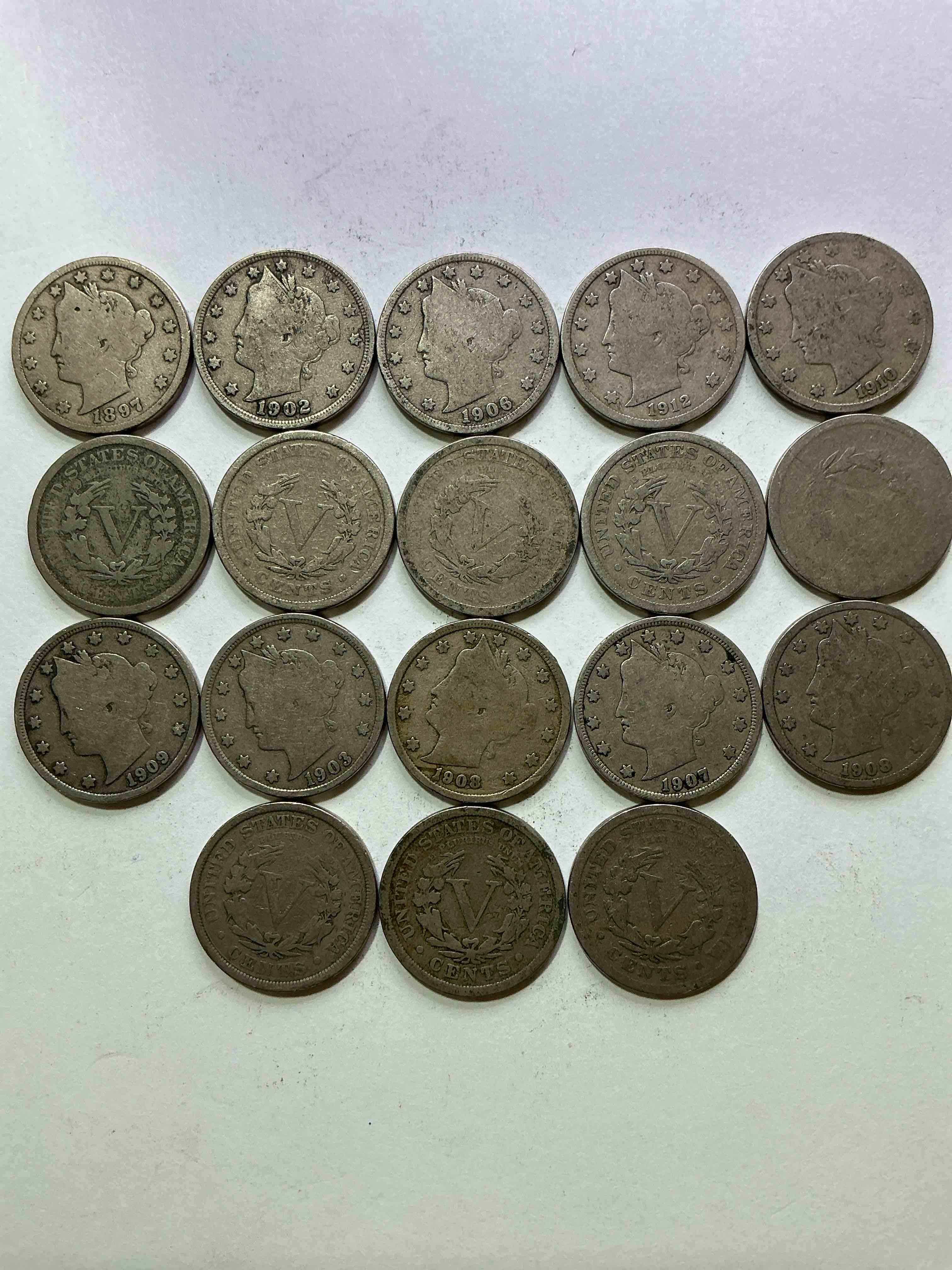 Antique U.S. V Nickels! Think Of The History These Coins Have Seen!, Liberty Head V Nickels Were Minted Up Until 1913 & Were The Style Of Nickels Before Buffalo Nickels. Own Some Cool Pieces Of History! Rare To See These Coins With The "Date On" In Circulated Condition!