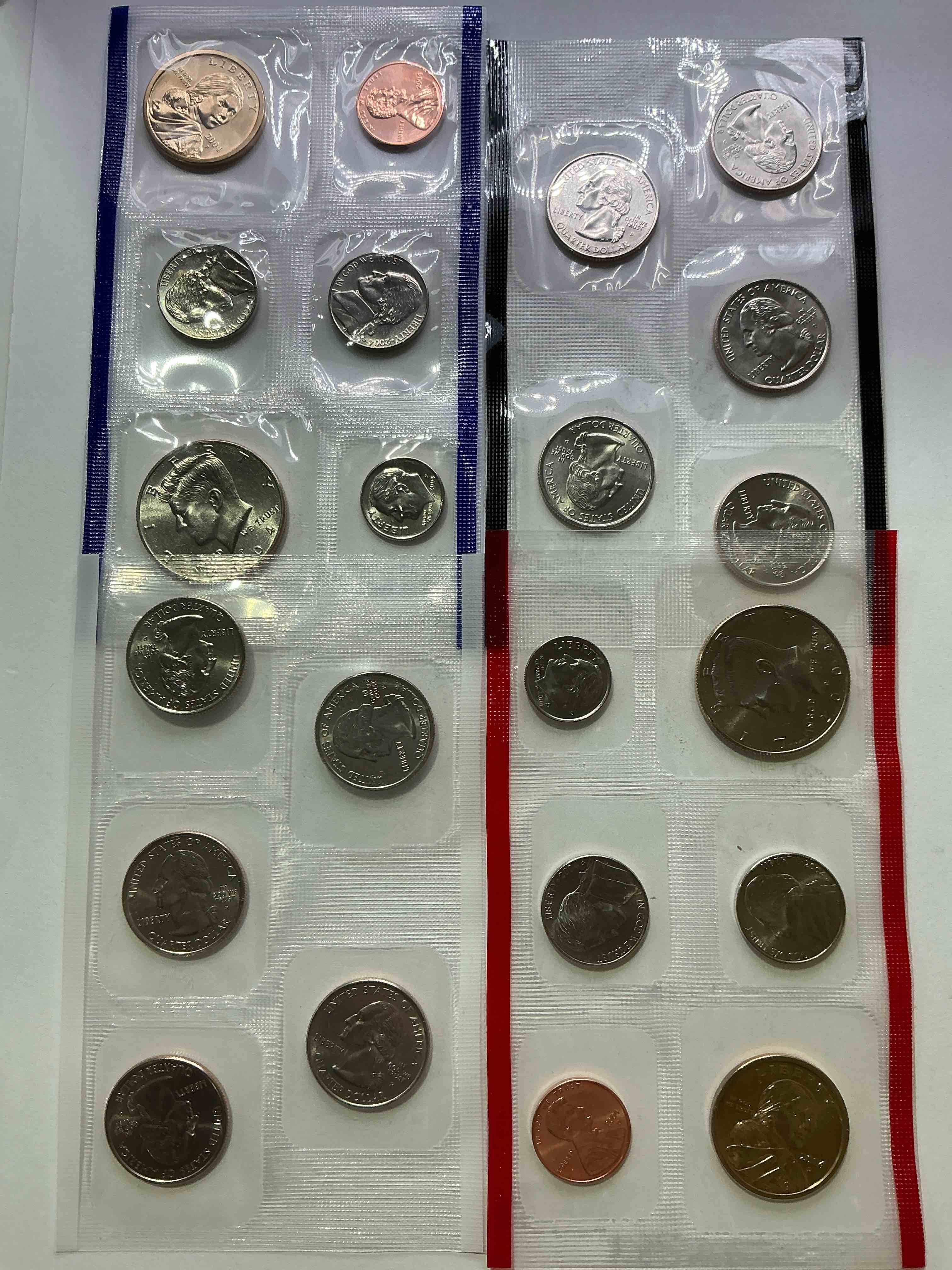 2004 Philadelphia & Denver Mint Set Coins! 20 Coin Mint Set, Including Sacagawea Dollars, Half Dollars, State Quarters, Nickels, Dimes & Pennies! Wow!