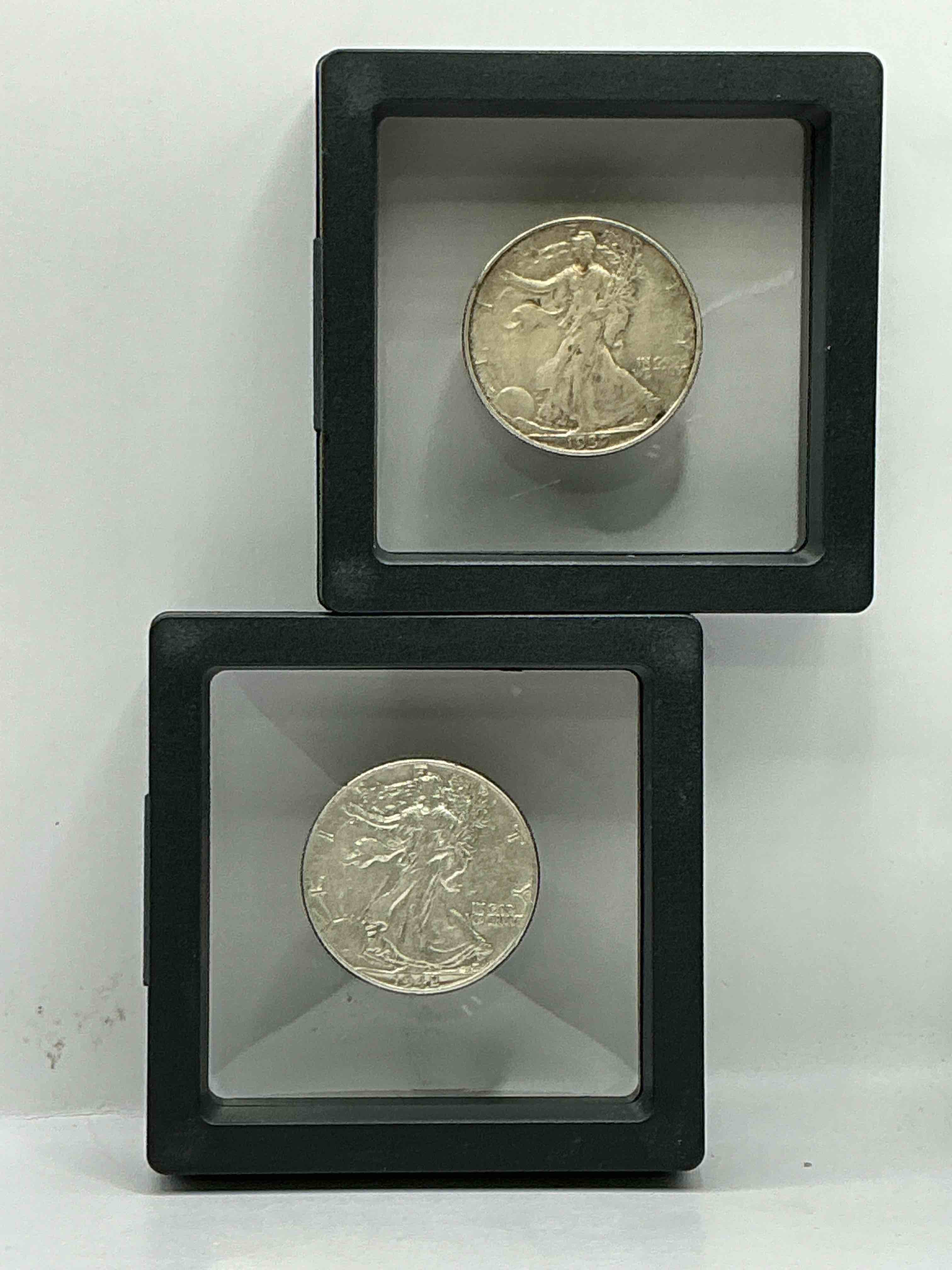 World War II Era Silver! Antique U.S. Silver! Liberty Walking Silver Half Dollars! These Striking Half Dollars Were Minted From 1916-1947 & Have Become Some Of The Most Collectible Coins In History! Here Is A Striking Circulated Examples, From 1937 & 1942! Liberty Walking Coins Are 90% Fine U.S. Silver, A Great Investment In Precious Metal!