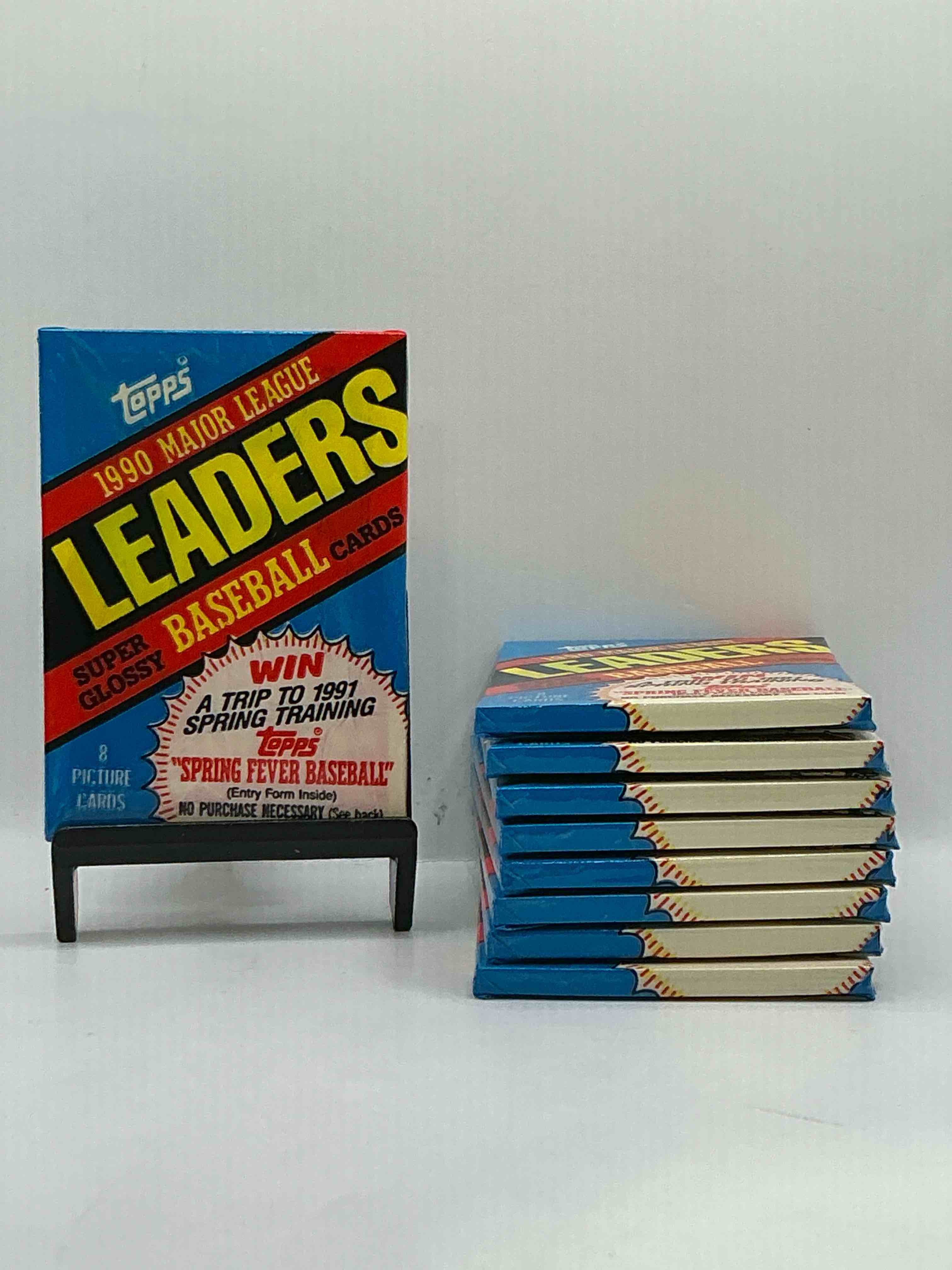 Ultra Rare! 1990 "MLB Leaders" Unopened Miniature Baseball Collectible Card Packs, 8 Cards Per Pack, Direct From Original Retail Case. Super Rare, Impossible To Find! Like New Condition!