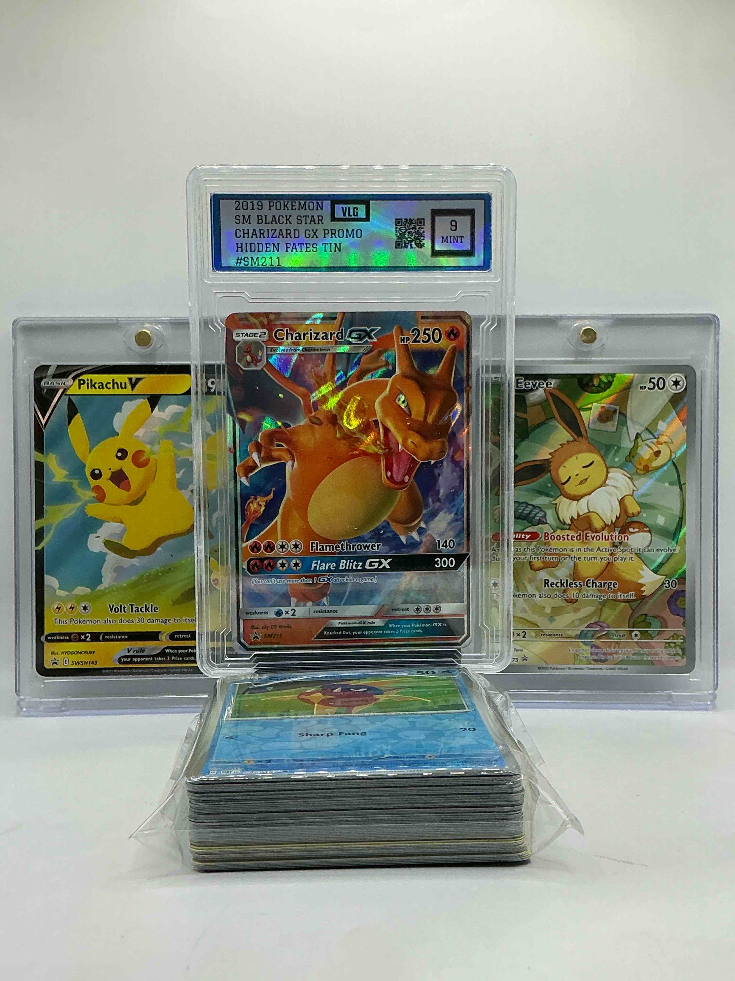 Charizard Graded GX Insane Holo, Pikachu V & Eevee Rare Holo Boosted Evolution & More! Insane 50 Card Lot, Filled With Commons, Legends, Holos, Heroes & More! Perfect Time To Enter The Hobby!